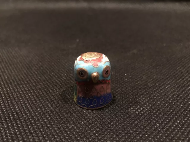 Pewter Thimble Owl Shaped Unique Detailed Collectible Well Made