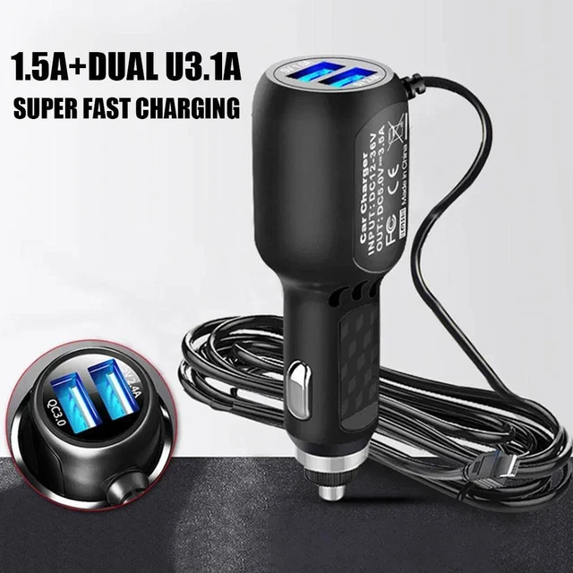 DASH CAM CAR Charger Mini USB Cable Power Cord Supply For DVR Camera