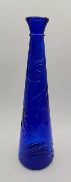 Studio Nova Glass Cobalt Blue Embossed Pattern Vase 13"