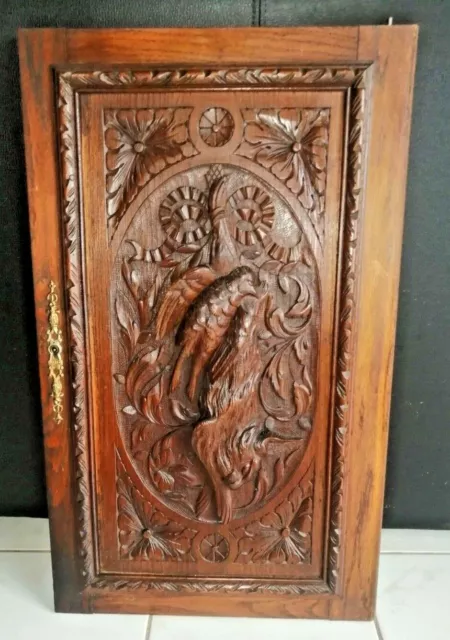 28" French Antique Architectural Hunting Gothic Bird Rabbit Panel Door Solid Oak