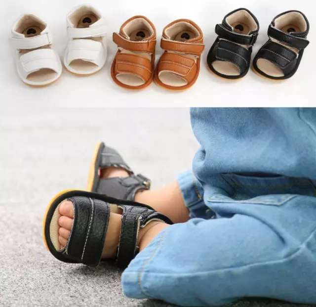 Baby Boy Pram Shoes Infant PreWalker Trainers Leather Sandals Size 3 6 9 12 18 M