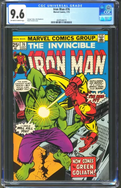 Iron Man #76 - Cgc 9.6 - Ow/Wp - Nm+ 1975 - Marie Severin Cover - Hulk