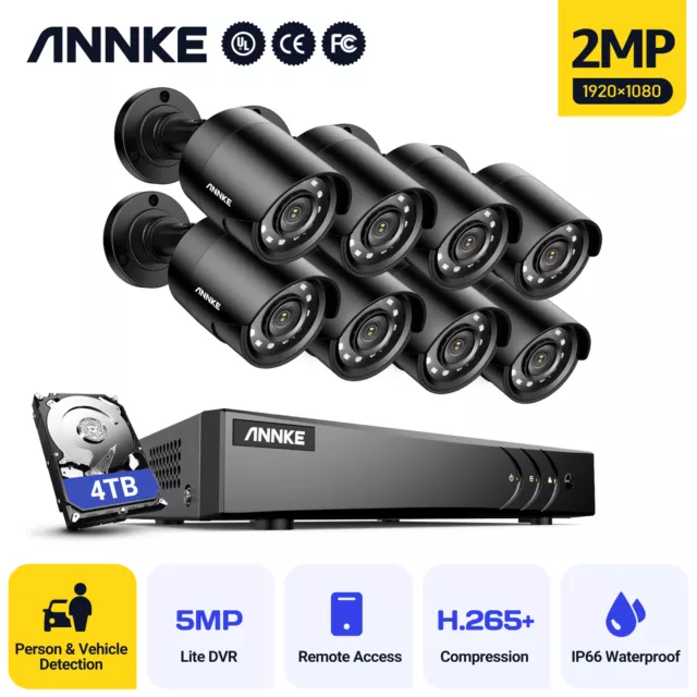 ANNKE 5in1 8CH 3K Lite DVR 1080P TVI CCTV Security Camera System Outdoor H.265+