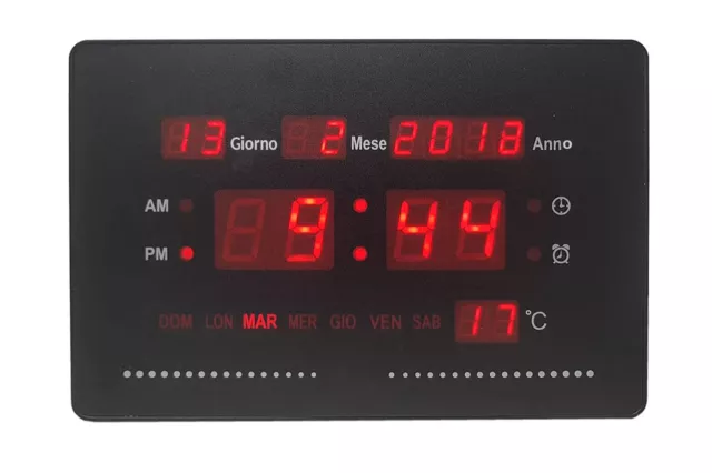 Orologio digitale da parete led datario display con sveglia temperatura JH2315L