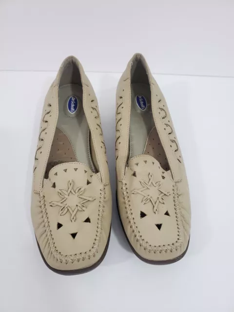 Dr Scholls Sz 11 Women's Loafers Cut Outs Leather Tan Slip On Flats Comfort