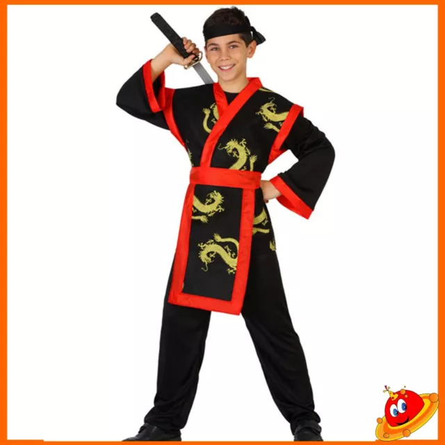 COSTUME CARNEVALE RAGAZZO Bambino Cinese Orientale Ninja Rosso Tg 3 -6 anni  EUR 28,90 - PicClick IT