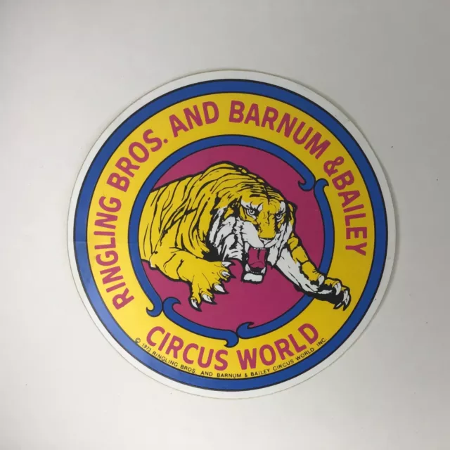 Vintage Ringling Brothers Sticker Souvenir Decal 4” Round Barnum & Bailey 1973
