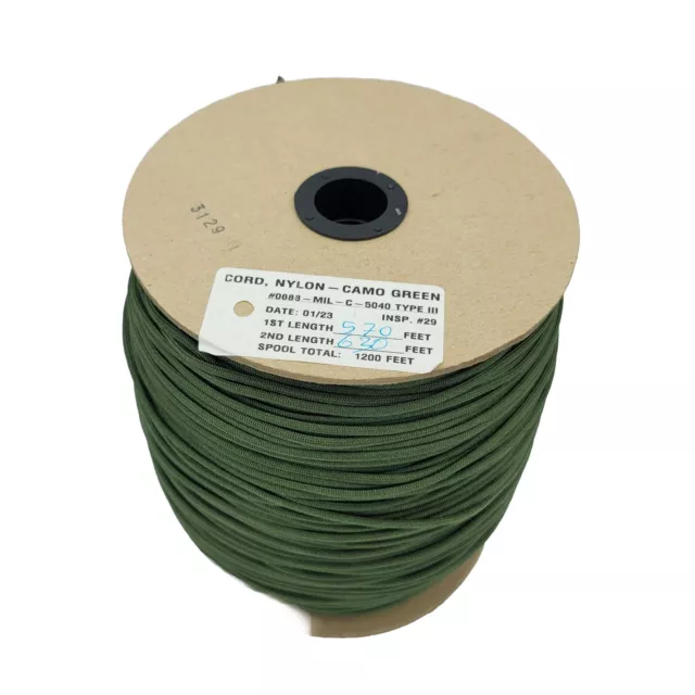 550 Paracord Parachute Cord 550 1200Ft Spool USGI Military Genuine