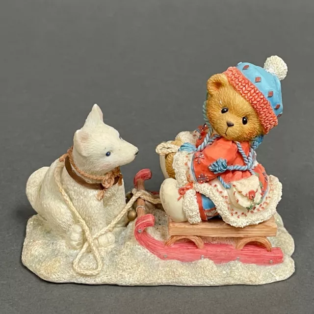 Enesco Cherished Teddies Erica 1996 Priscilla Hillman Bear Figure Dog Sled