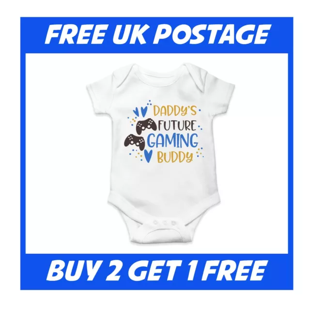 Daddy's Future Gaming Buddy Cute Baby Vest Grow Gender Reveal Shower Birth