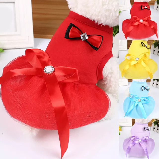 Pequeño Mascota Perro Gato Bowknot Falda Cachorro Dulce Princesa Vestido Ropa "