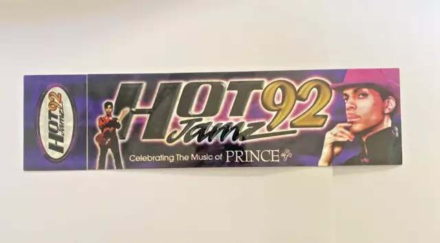 Rare Vintage Prince Bumper Sticker from Hot Jamz 92 FM Radio Music Memorabilia