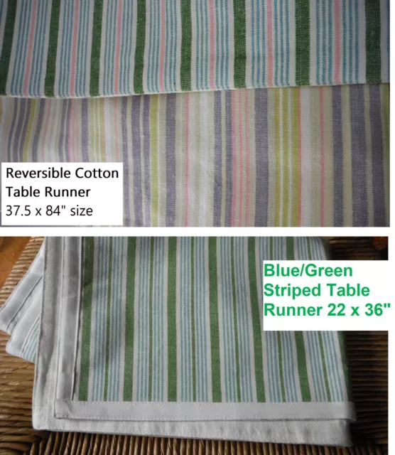Corredor de mesa a rayas multicolor 100 % algodón vela yankee 2 estilos/tamaños nuevo con etiquetas EUC