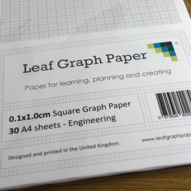 A4 Graphpapier 1 mm 0,1 cm quadratische Technik, 30 lose Blattblätter, graues Gitter 3