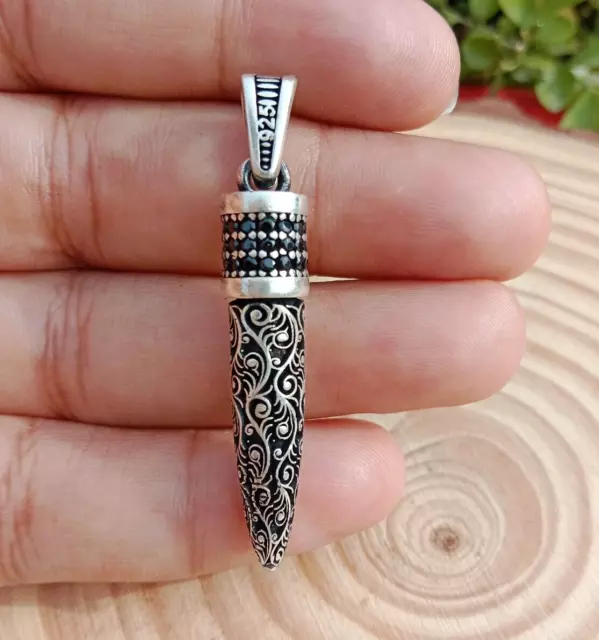 Turkish Openable Prayer Pill Box URN Mens Pendant Necklace 925 Sterling Silver