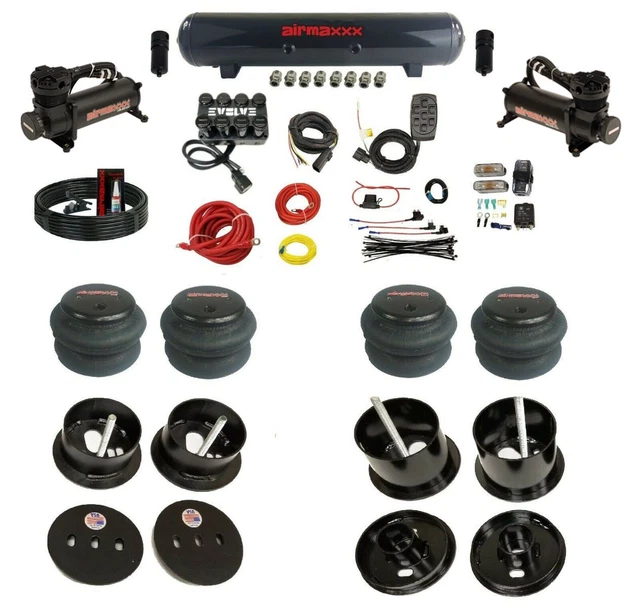 COMPLETE BOLT ON Air Ride Suspension Kit Manifold Valves & Bags Fits 63