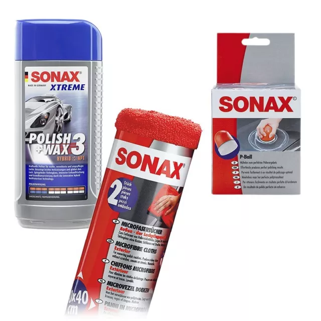 500ml SONAX XTREME POLISH & WAX 3 HYBRID NPT+ P-BALL+ 2x MICROFASERTÜCHER SET