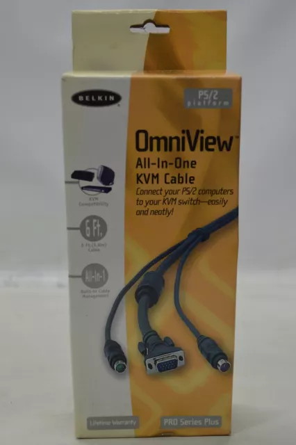 Kit de cables Belkin OmniView KVM 6 ft F3X1105-06 todo en uno *Nuevo sin usar*