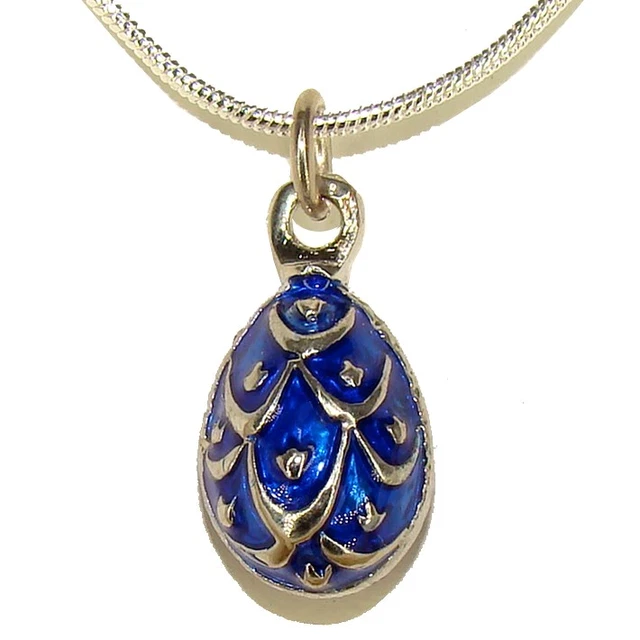 Pendentif Style Fabergé œuf Bleu émail - Fantaisie Unisexe Avec Strass