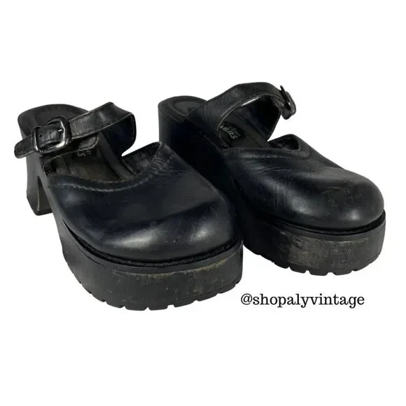 1990's Vintage Skecher Chunky Platform Mule Mary Jane Jammers Size 5 Y2K, Grunge