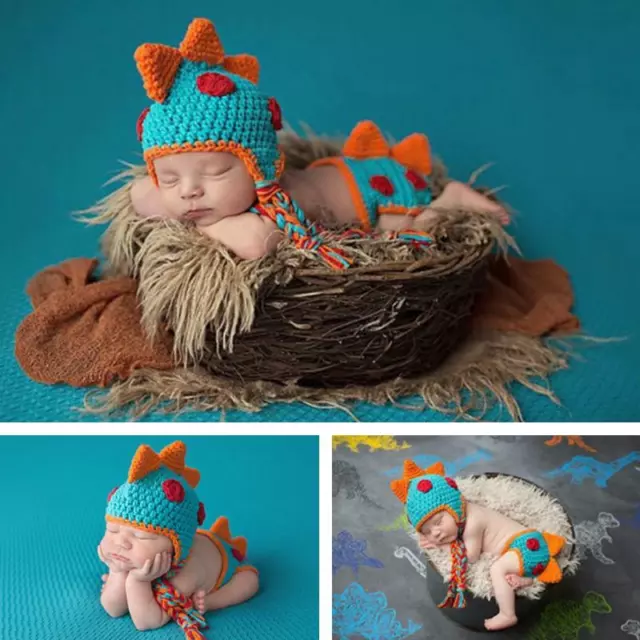 Newborn Baby Knit Crochet Dinosaur Clothes Hat Photo Photography Prop Outfit