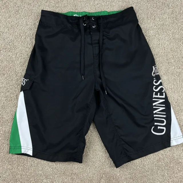 Guinness Beer Logo Board Shorts Swim Trunks Mens Size Small Green White Stripe