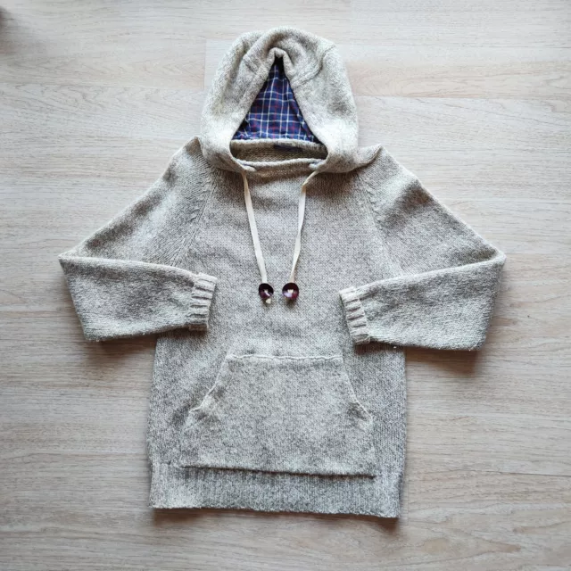 Vintage Gant The Rugger Wool Blend Hooded Sweater Pullover Pocket Beige Men Sz.L