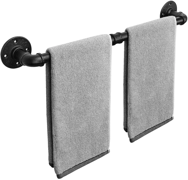 Soporte de papel de cocina industrial negro y soporte para toallas de mano, hazlo tú mismo montaje en pared Bl