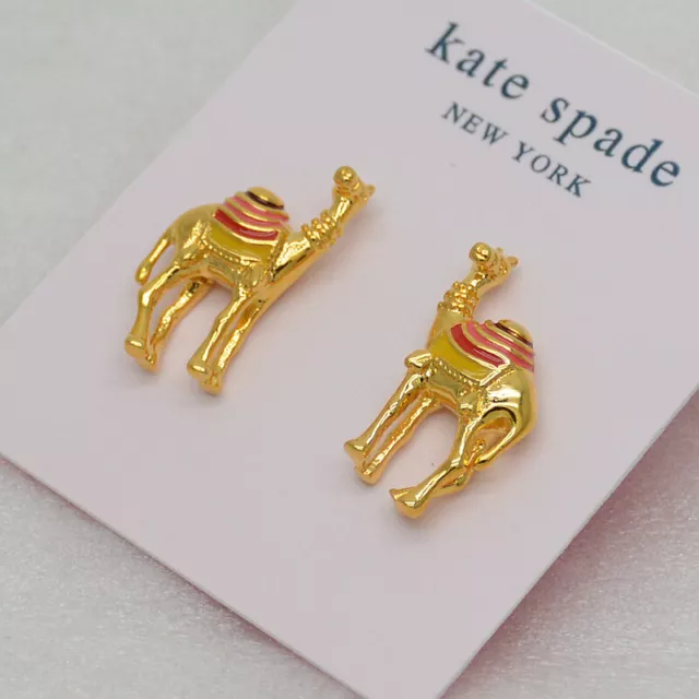 Kate spade jewelry 14k gold plated enamel camel shape stud post pierced earrings