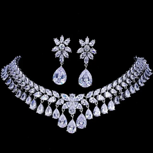 Luxury Cubic Zirconia Bridal Jewelry Sets Rhinestone Party Wedding Jewelry New