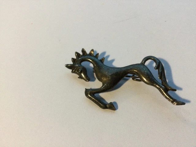 Broche Ancienne En Argent Cheval
