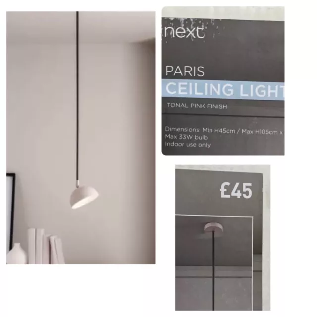 2 * Next Paris Anhänger Deckenleuchte tonal rosa Oberfläche Kronleuchter 105 cms Zuhause 3