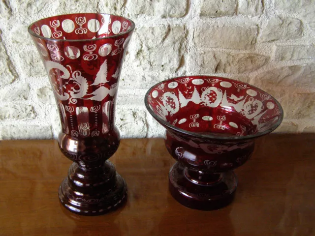 Vase Et Coupe Sur Pied Cristal De Boheme