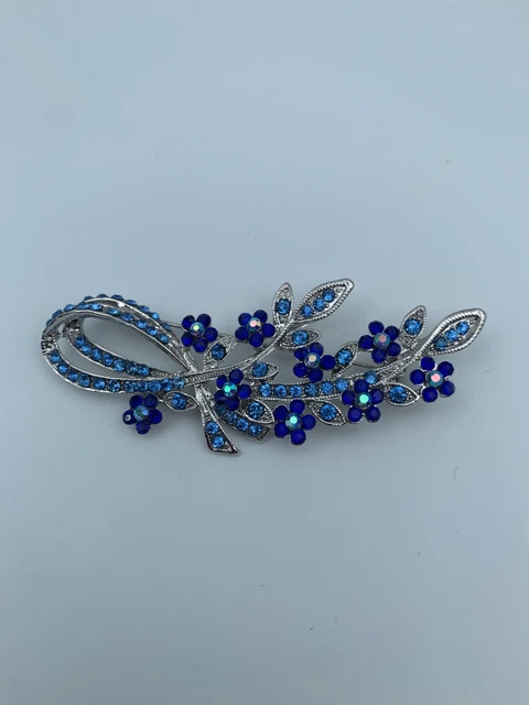 Broche Fantaisie Bouquet De Fleurs Alliage Gris Oxydes Bleus 12 Grammes W787