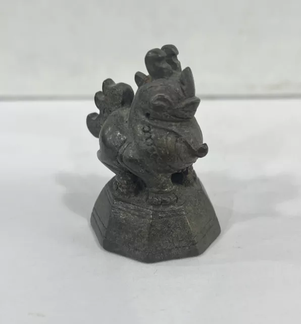 Vintage Dragon Rooster Duck Asia Antique Opium Weight  Bronze China  3.1 OZ