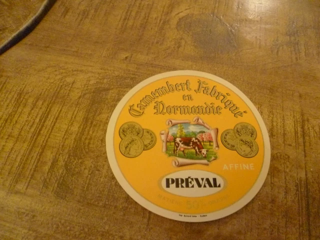 ANCIENNE ETIQUETTE DE FROMAGE CAMEMBERT DE NORMANDIE : La