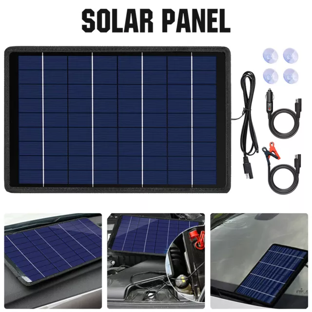 Portable 10W 12V Solar Panel Trickle Battery Charger Car Van Caravan Boat Kit^