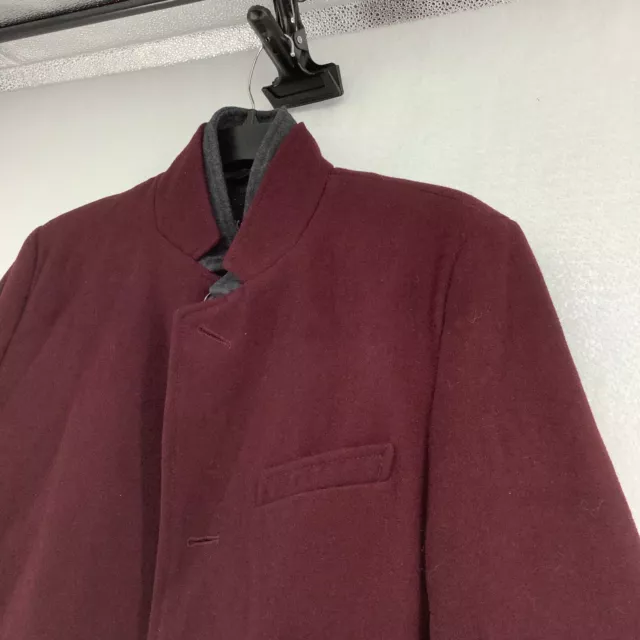 INC International Concepts Mens Boysenberry Wool Red Overcoat Jacket Size Large 3