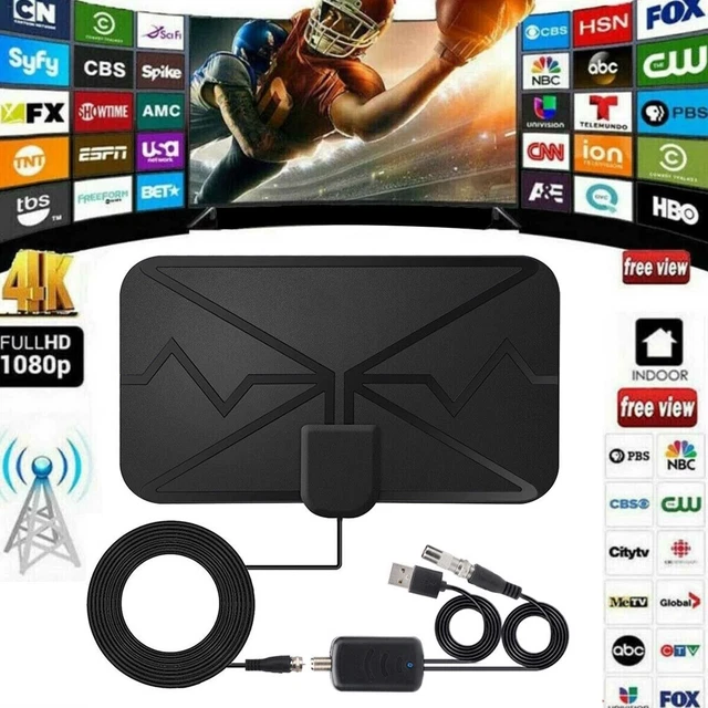 Digital TV Antenna 4K 1080p HD Indoor HDTV Signal Booster Coax 300 Miles Range
