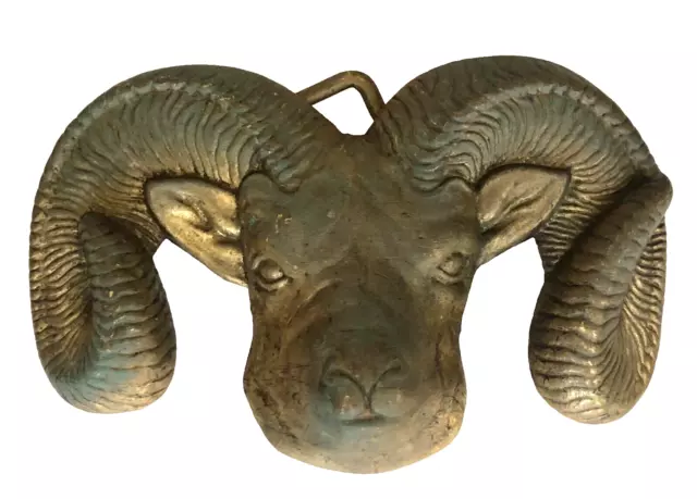 RAM HEAD BARON Belt Buckle Solid Brass Big Horn Sheep Rocky Mountain ...