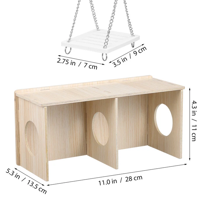 Casa In Legno Per Criceti 2 Camere - Nascondiglio Per Porcellini D'India, Cincillà E Piccoli Animali