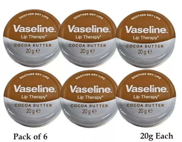 6 X Vaseline Lippen Therapie Kakaobutter Dose 20g (Packung 6)