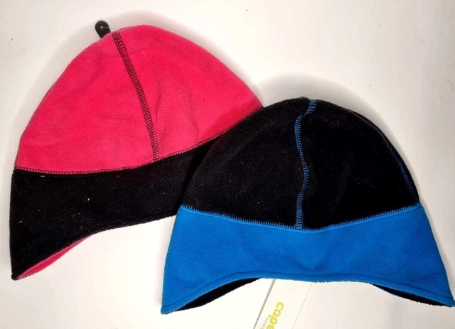 Cappello invernale bambini spesso caldo pile pom Bobble sci a righe ragazzi ragazze bambino Regno Unito