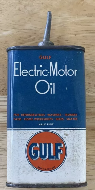 Rare Vintage GULF Electric-Motor Oil Can - Empty - Half Pint - Gulf Oil Corp.