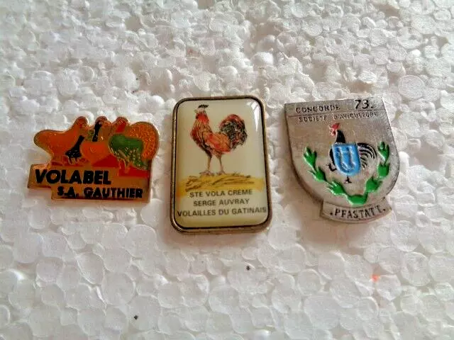 Job lot of 3 Aviculcture birds Poultry etc related metal lapel pins