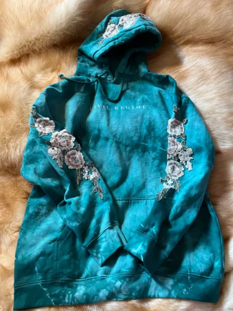 CIVIL REGIME BLANCO Roses Aqua Wash Tie Dye Hoodie Unisex XL 120.00 PicClick