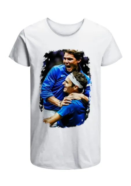 T-Shirt Roger Federer Nadal Tennis Uomo Abbigliamento 100% Cotone da S a XXL