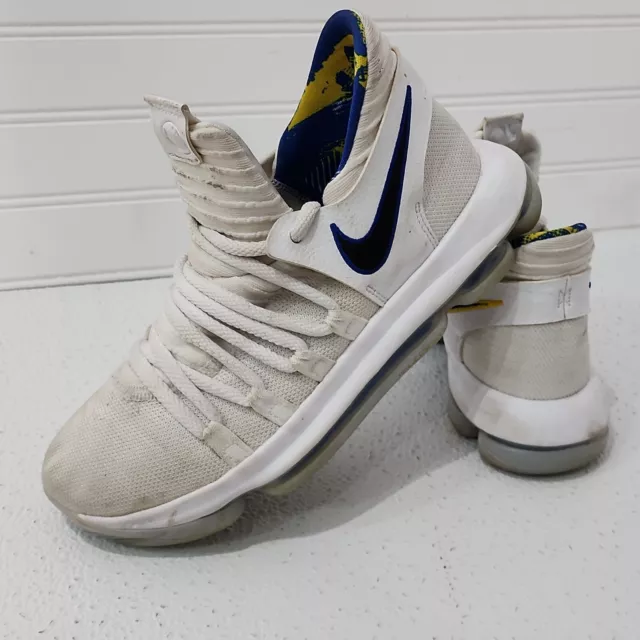 Nike Zoom KD 10 Warriors Boys Shoes Sneakers Size 5Y Youth White aj7781-101