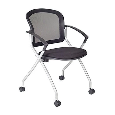 REGENCY 2309BK4PK Desk Chair, Fabric, 18" Height, Fixed Arms, Silver, Black