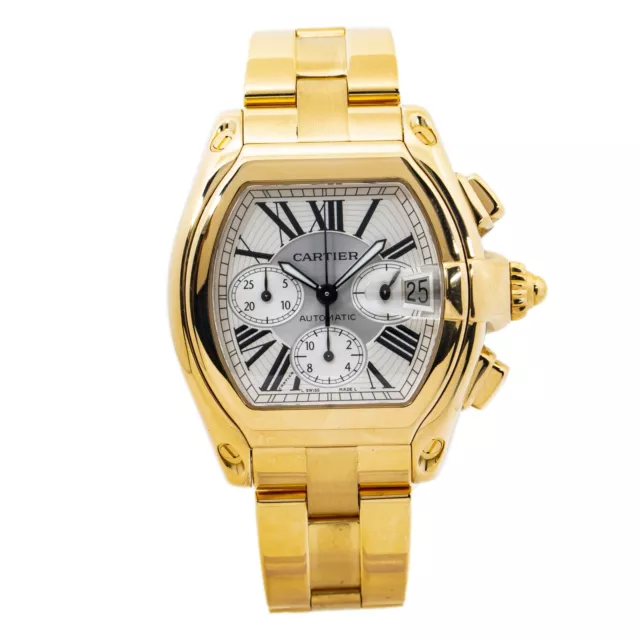 Cartier Roadster 2619 W62021YZ Box&Papers 18K Gold Chronograph Watch 43mm